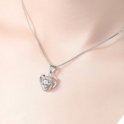 Silver-Plated Anti-Tarnish American Diamond Heart Pendant
